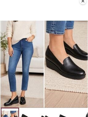 Vionic willa black leather wedge loafer shoes nib 6 m